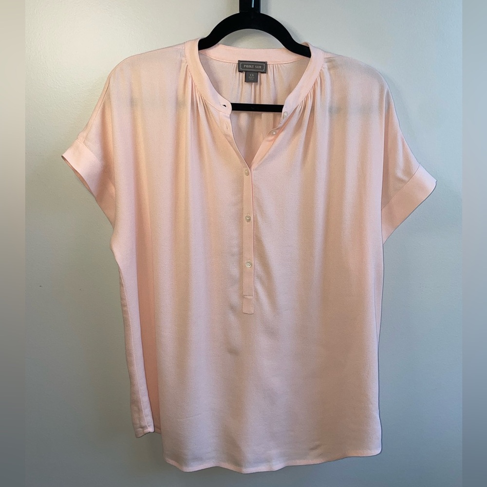 Point Sur peach summer blouse